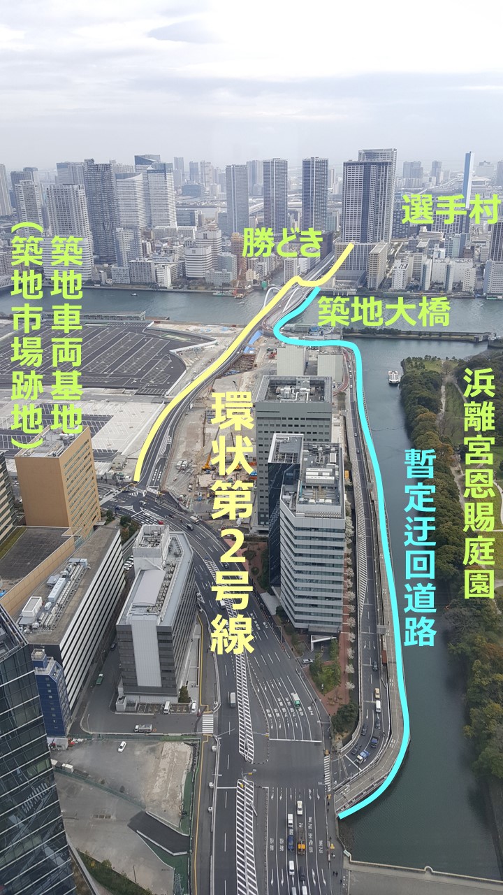 访问　筑地→去胜时(晴海选手村方向)很容易理解你知道几个?(在开通的环状第2号线,汇聚了TOKYO 2020吉祥物竞技姿势)