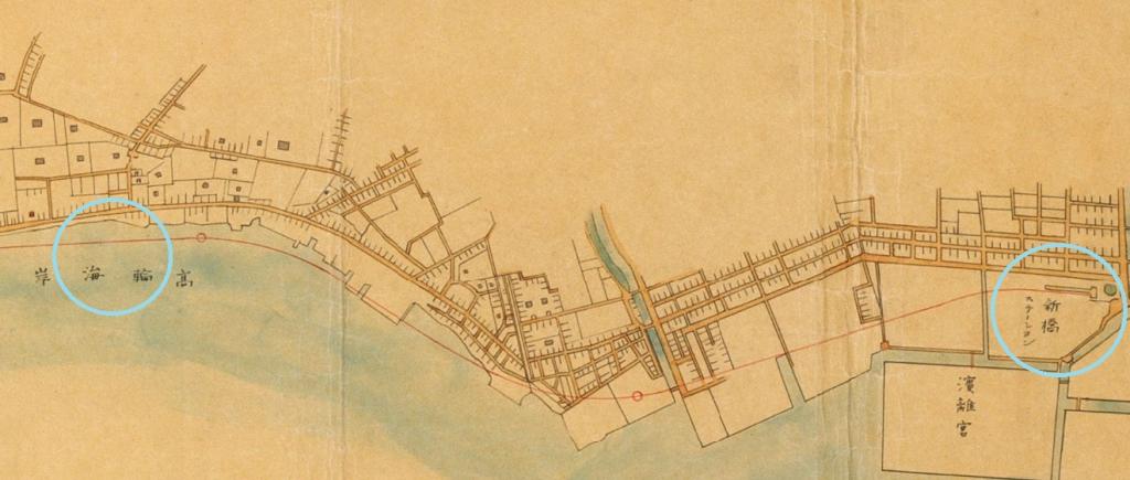 【参考】　新桥横滨间铁道之图,关于高轮筑堤的动画150年前突然发现了在海中行驶的铁路!