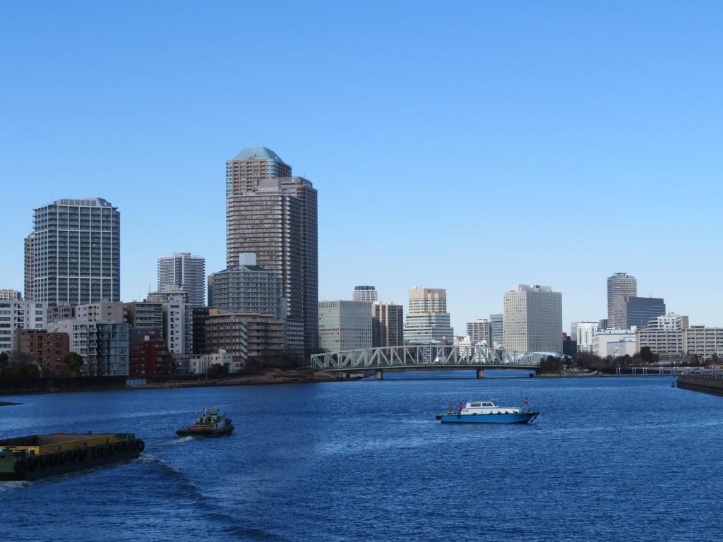  【2023年1月-2月】　蓝色的天空!映照着寒冷的隅田川! 
                                从桥上欣赏景观
