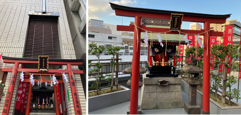 作为圣地的“朝日稻荷神社”银座的天空中的稻荷大人的神社