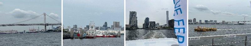 一边眺望东京湾的风景一边观光,乘坐5分钟的船之旅BLUE FERRY渡海吧
