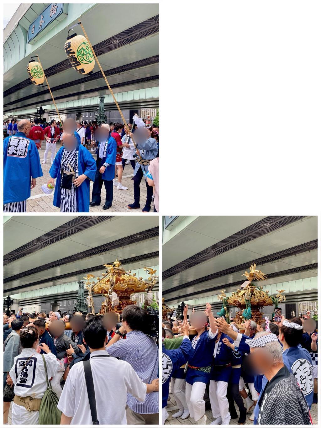 神轿在日本桥第一丁目、日本桥二丁目通中央路游行(山王祭)下町联合渡御