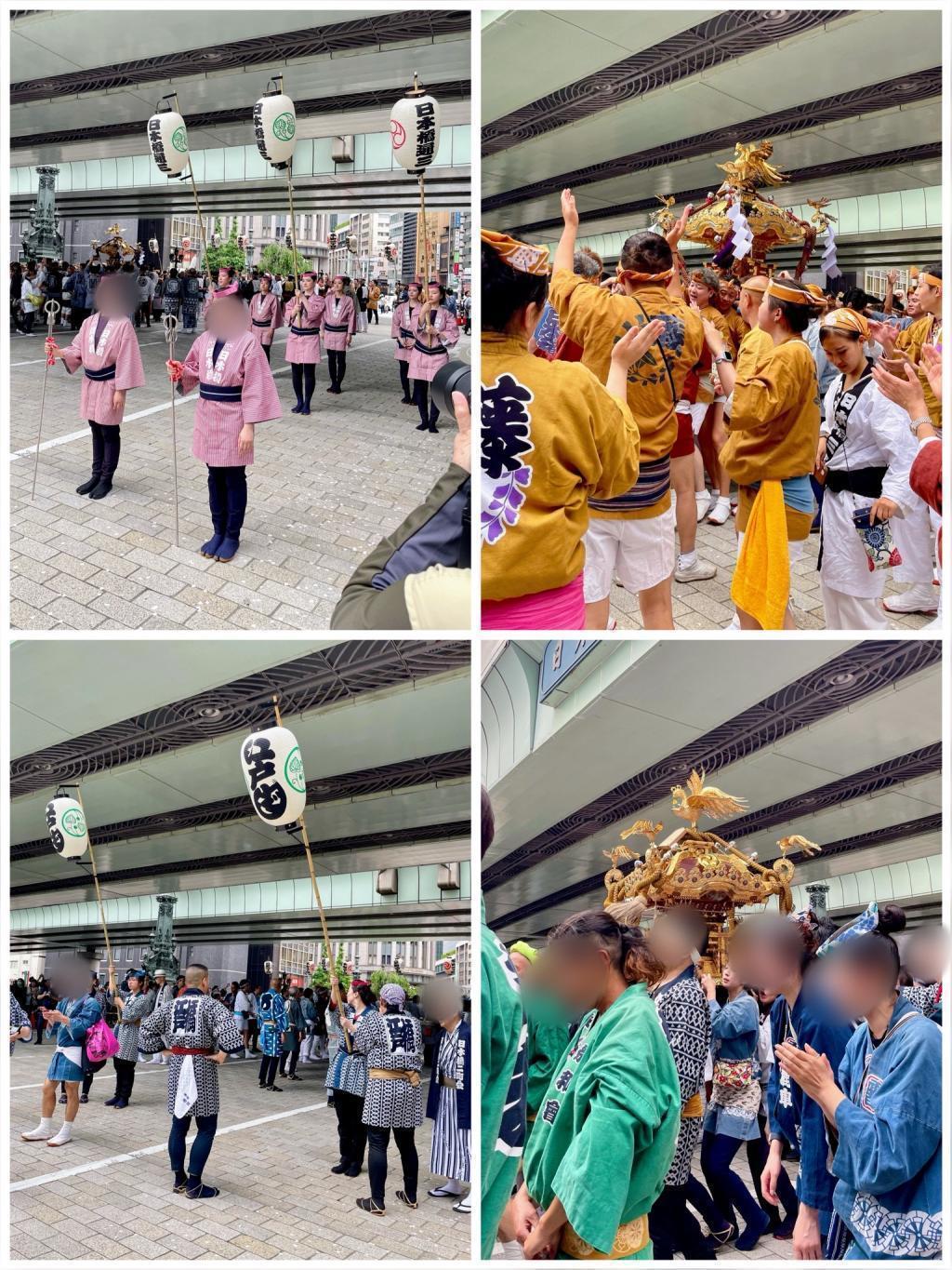 神轿在日本桥三丁目西、江户桥中央路游行(山王祭)下町联合渡御