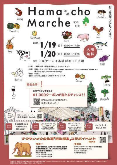 1月19日(星期日)一定要去滨町马歇尔! 小学3年级・梓和中央区观光检定～之3:浜町的那曼象～&1月19日(星期日)「浜町马谢」内活动的介绍!