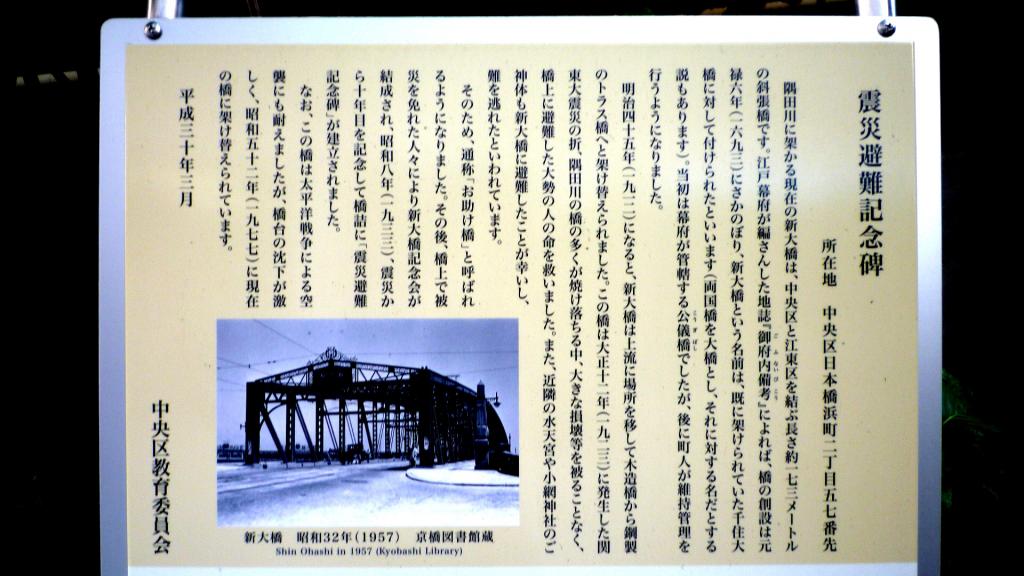  ■中央区历史逍遥<8>关东大地震96年～防灾誓言～