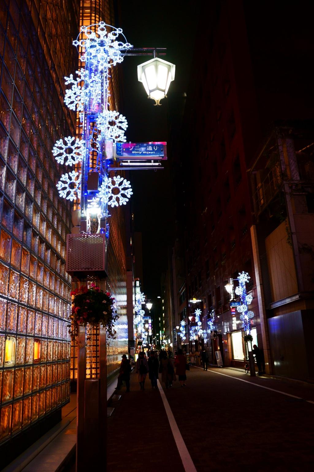 索尼大街银座周边的夜景、灯饰