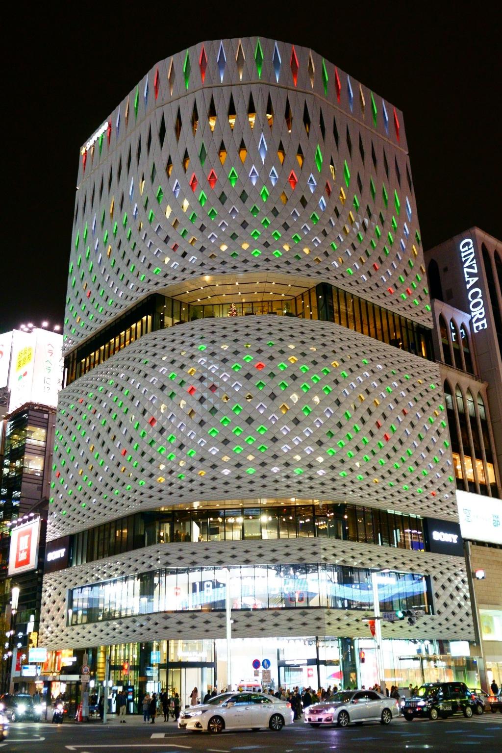 银座广场银座周边的夜景、灯饰